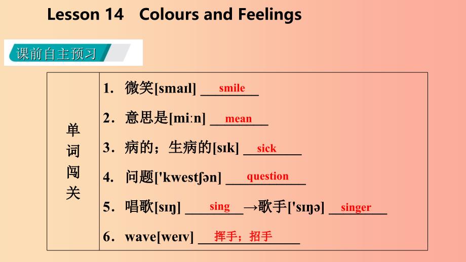 七年级英语上册 unit 3 body parts and feelings lesson 14 colours and feelings导学课件 冀教版_第3页