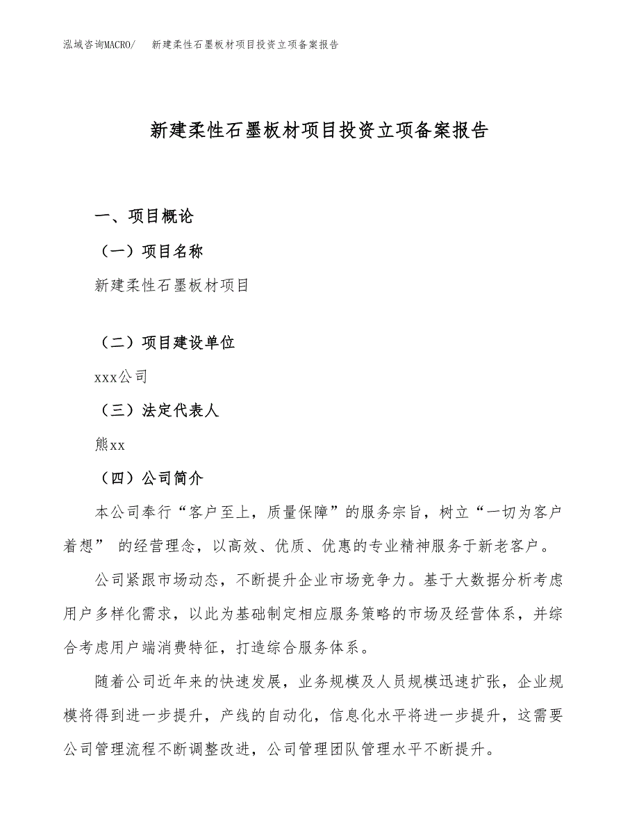 新建柔性石墨板材项目投资立项备案报告(项目立项).docx_第1页