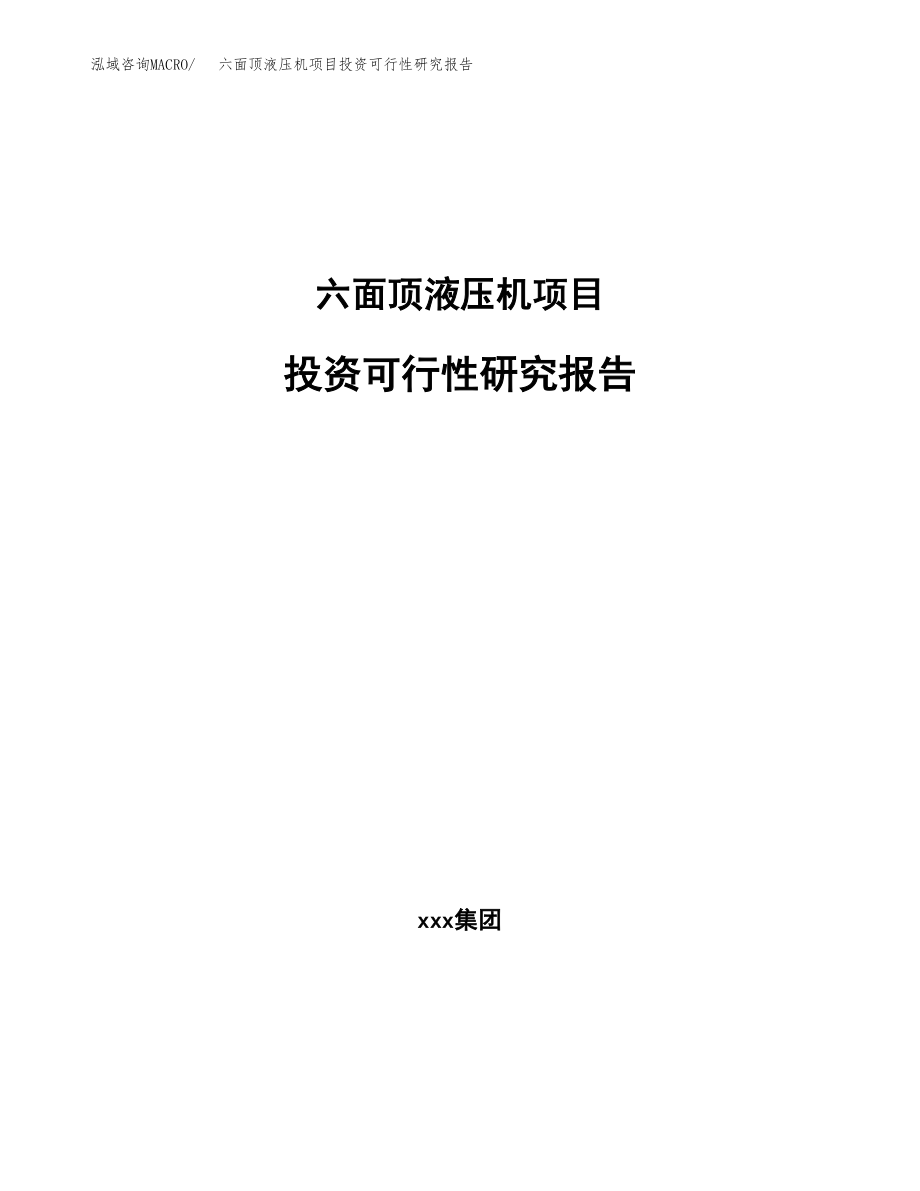 六面顶液压机项目投资可行性研究报告(立项备案模板).docx_第1页