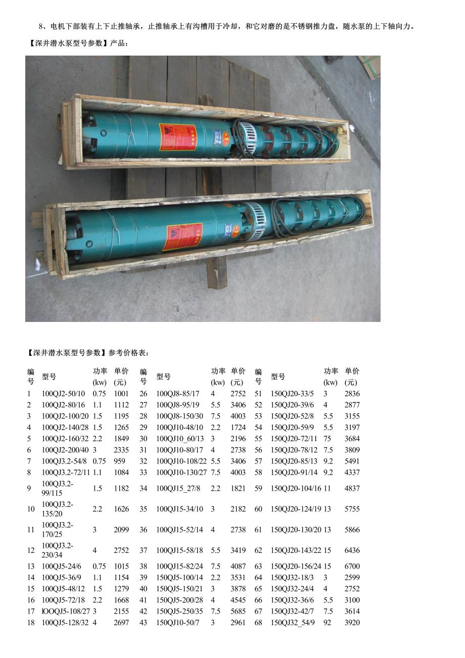 深井潜水泵型号参数性能参数及价格_第2页