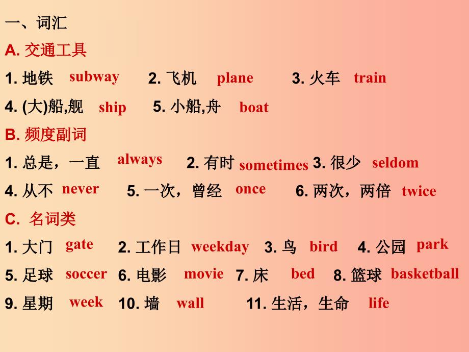 七年级英语下册 unit 5 our school life topic 1 i usually come to school by subway复习课件 仁爱版_第3页