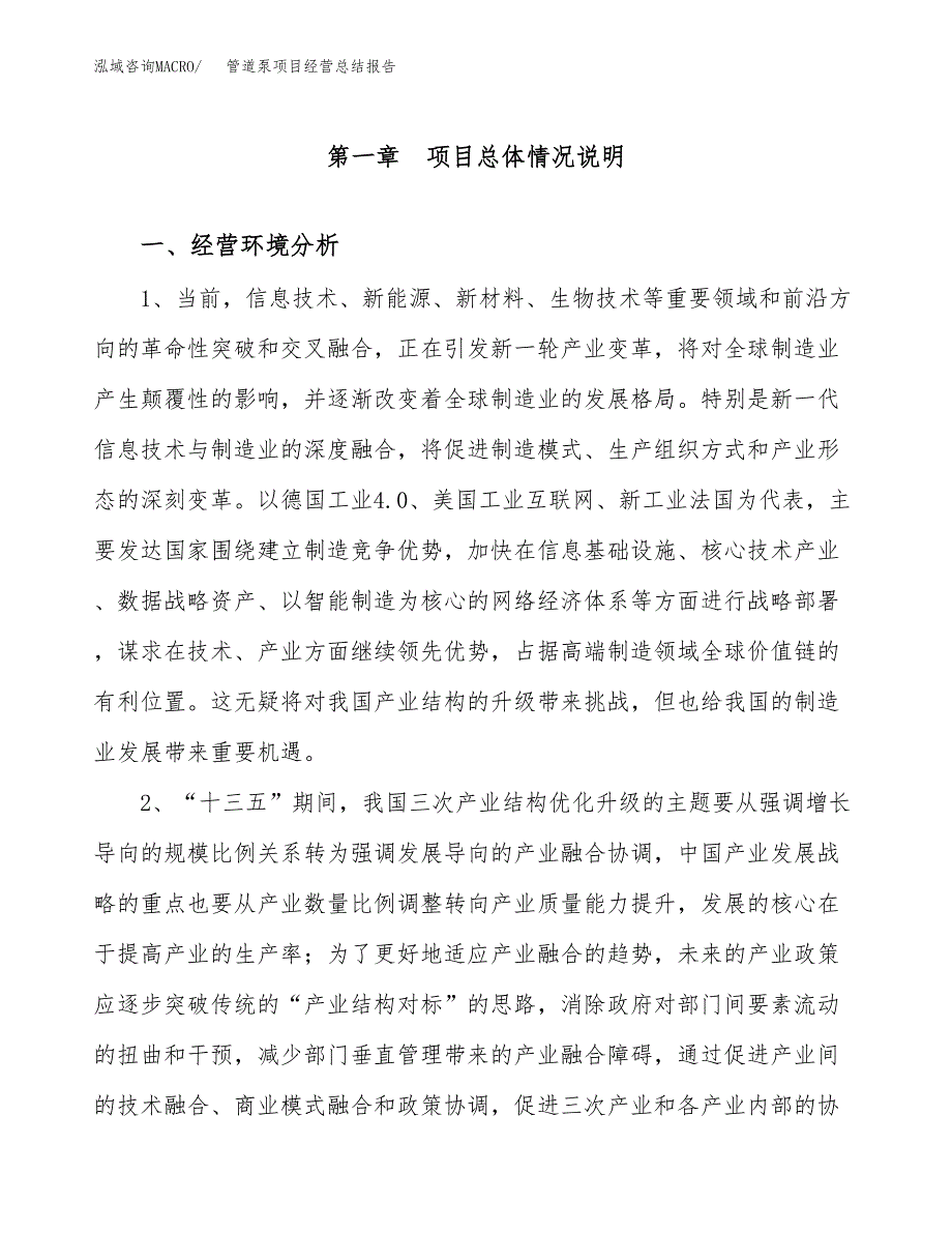 管道泵项目经营总结报告范文模板.docx_第2页