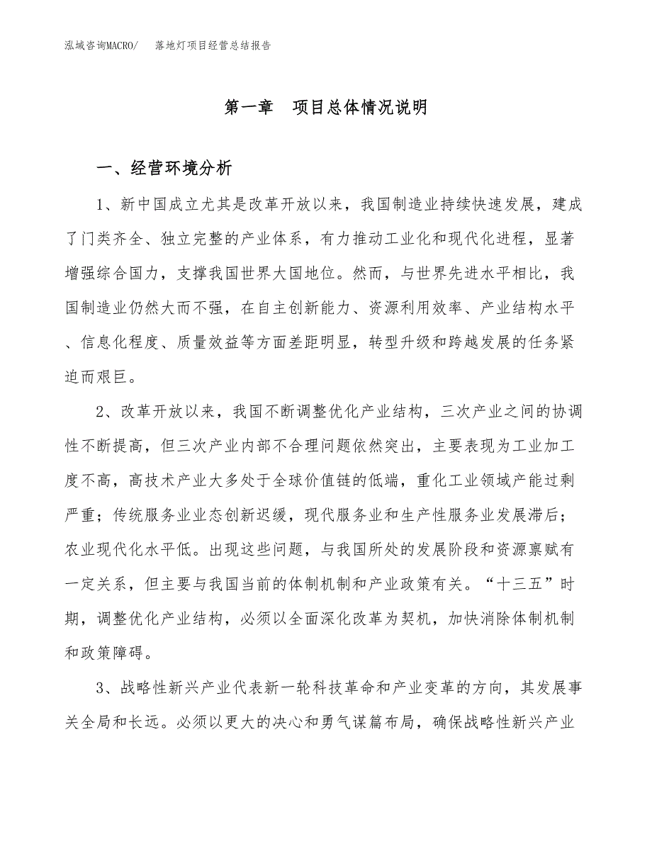 落地灯项目经营总结报告范文模板.docx_第2页