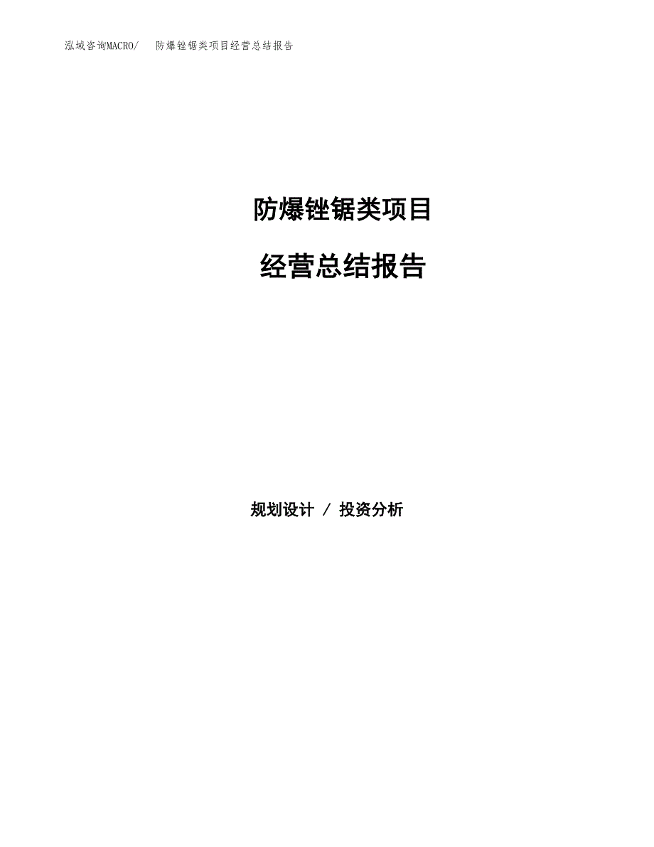 防爆锉锯类项目经营总结报告范文模板.docx_第1页