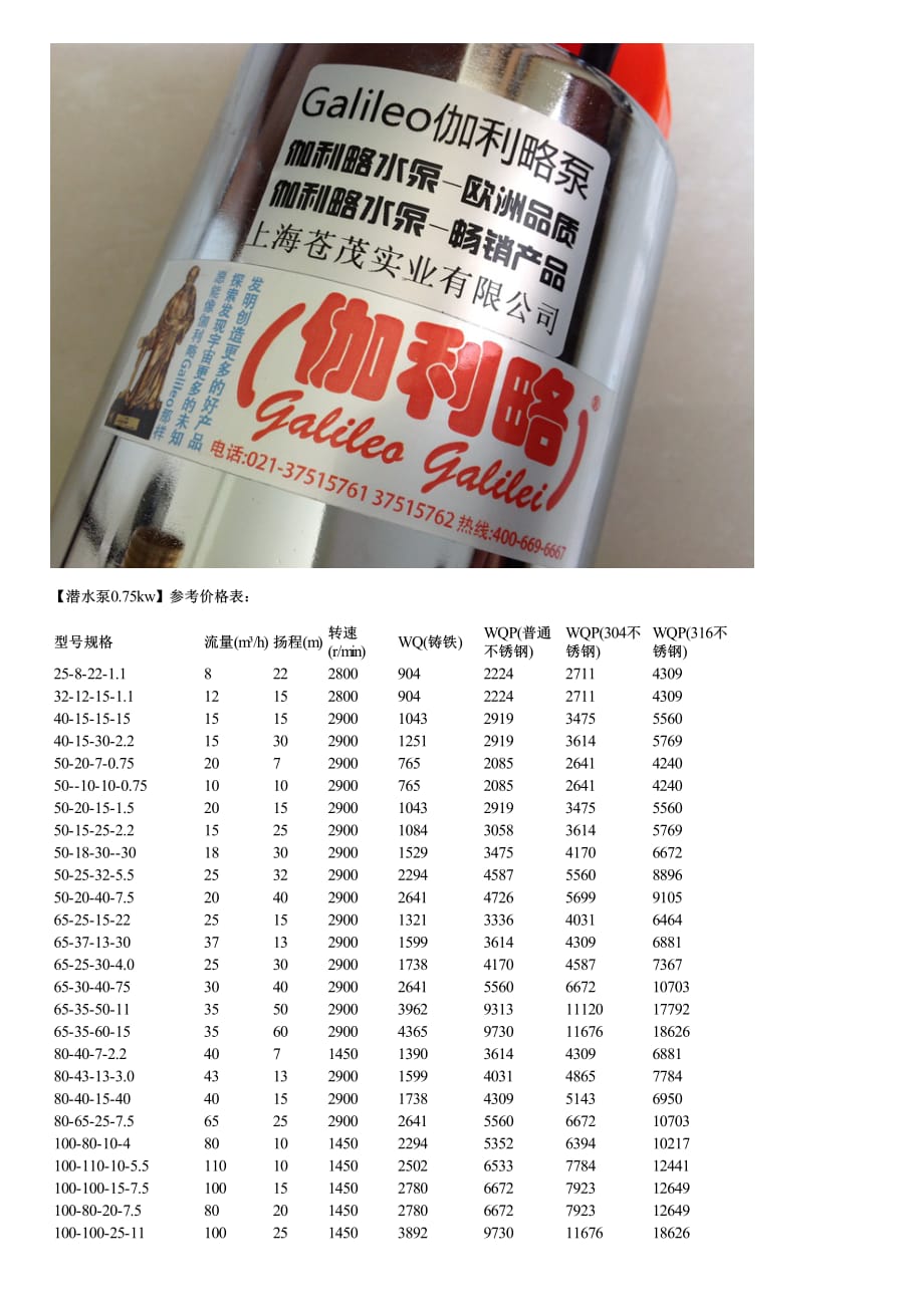 潜水泵0.75kw用途连接方式结构图及价格_第3页