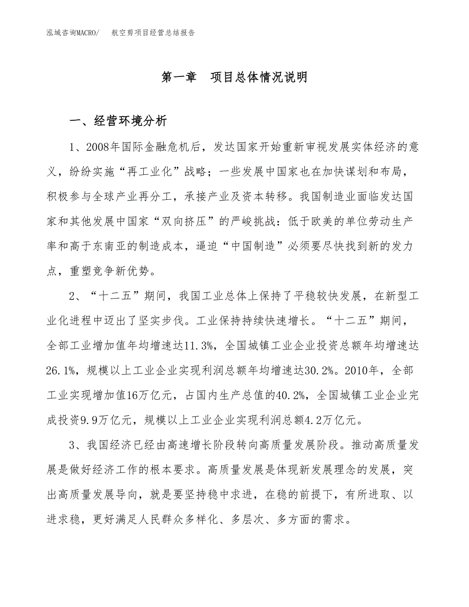 航空剪项目经营总结报告范文模板.docx_第2页