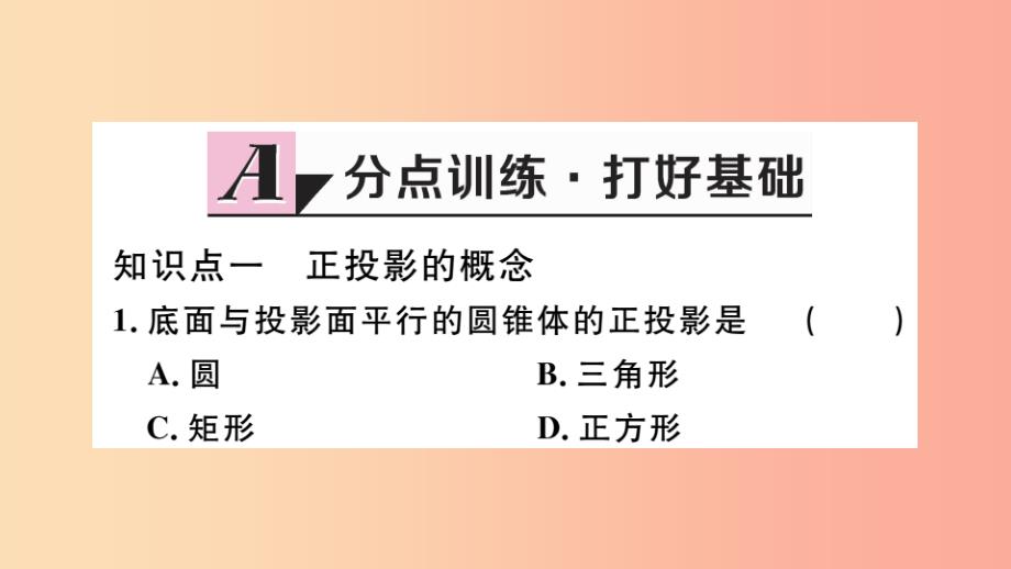 （安徽专用）2019春九年级数学下册 第29章 投影与视图 29.1 投影 第2课时 正投影习题讲评课件新人教版_第2页