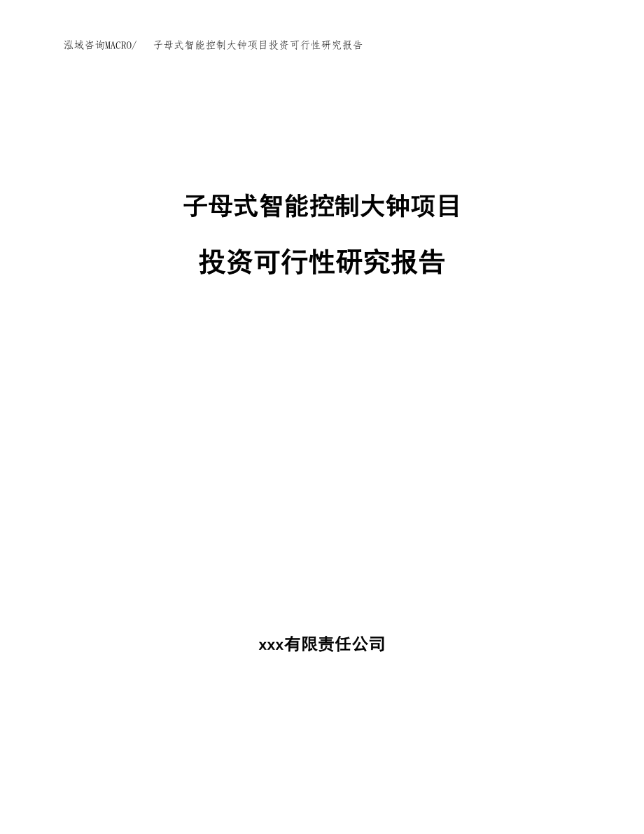 子母式智能控制大钟项目投资可行性研究报告(立项备案模板).docx_第1页