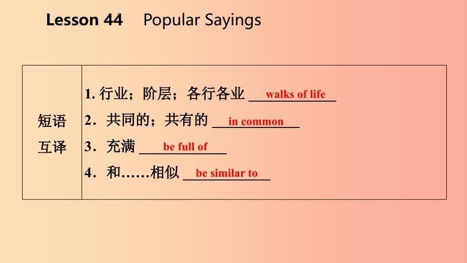 九年级英语下册 unit 8 culture shapes us lesson 44 popular sayings课件 （新版）冀教版_第5页