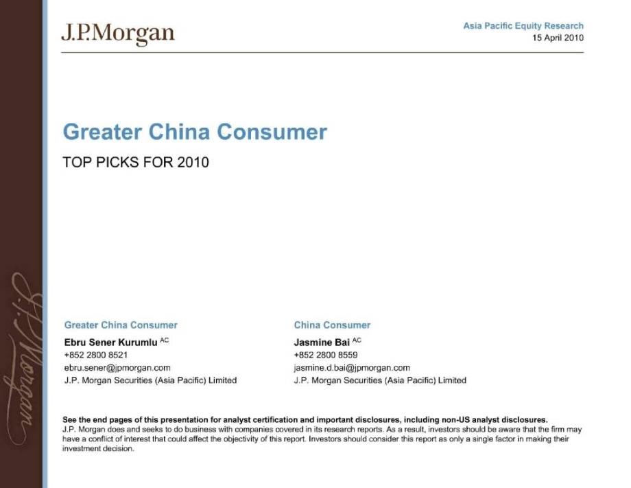 jp morgan-greaterchina consumer - top10_第1页