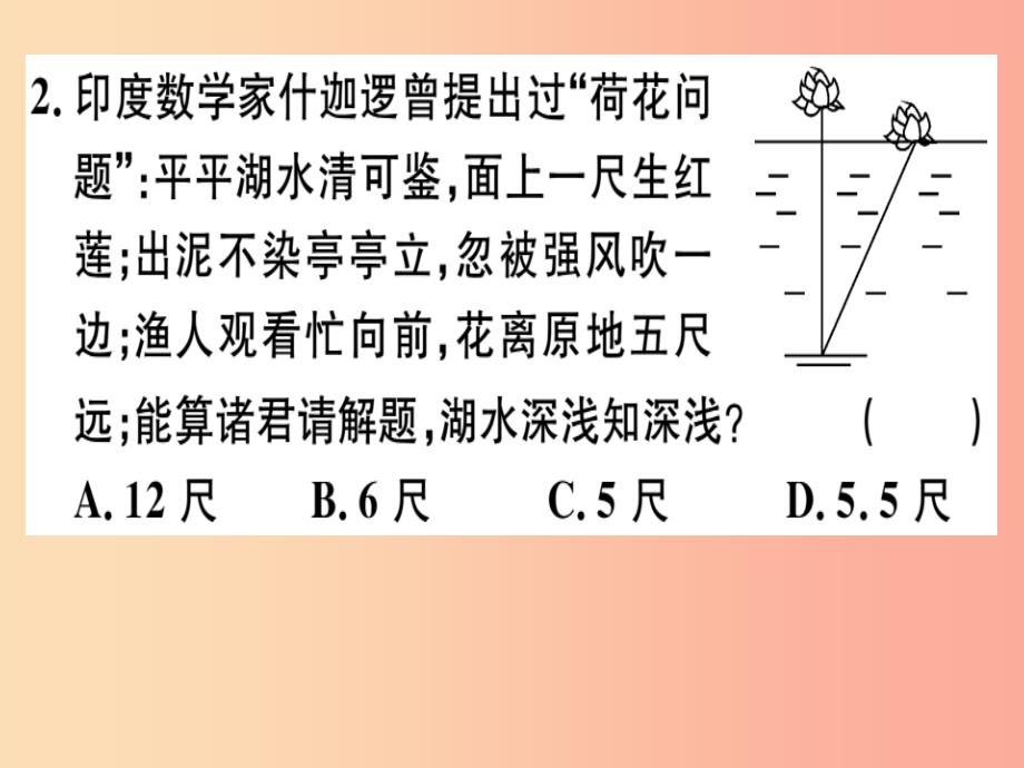 2019春八年级数学下册 4 微专题 勾股定理在古代问题中的应用（核心素养）习题课件新人教版_第2页