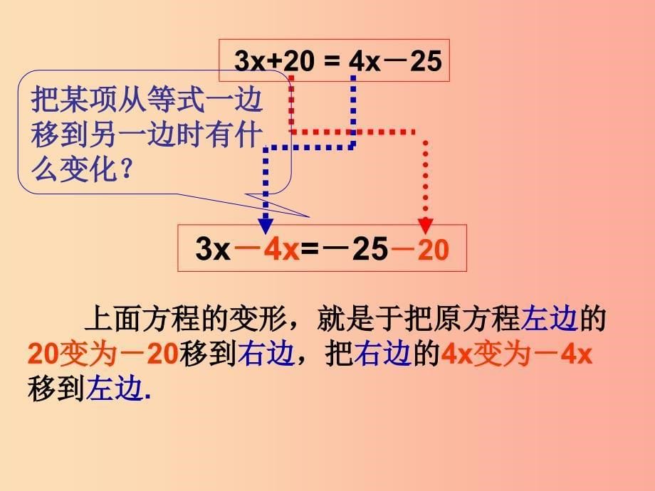 七年级数学上册 第三章 一元一次方程 3.2 解一元一次方程（一）—合并同类项与移项（移项）课件新人教版_第5页