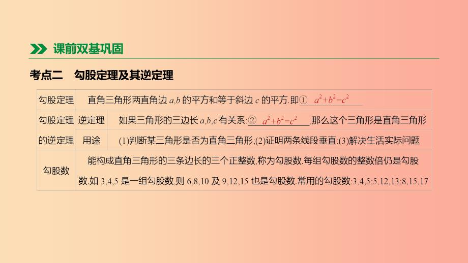 北京市2019年中考数学总复习第五单元三角形第20课时直角三角形与勾股定理课件_第3页