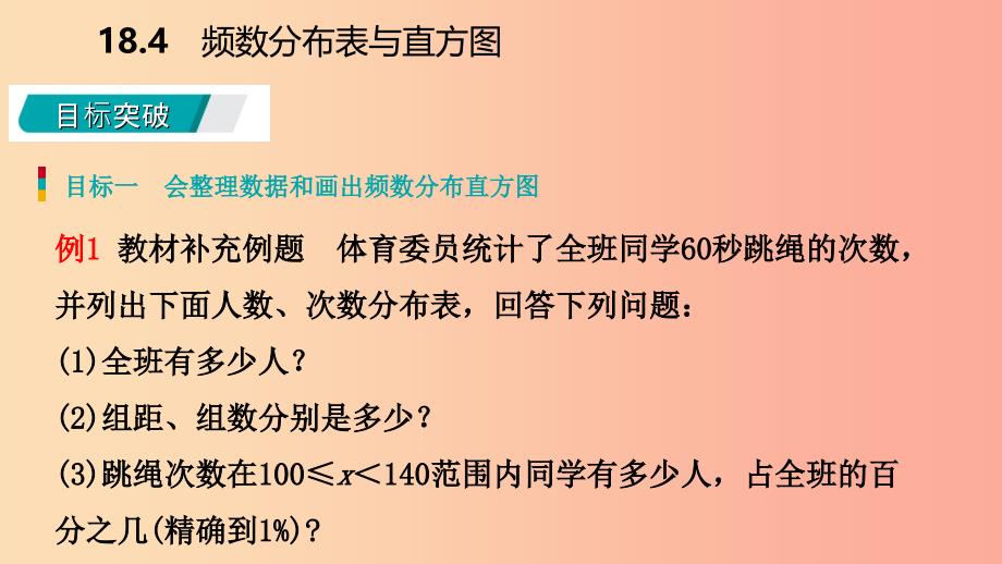 2019年春八年级数学下册 第十八章 数据的收集与整理 18.4 频数分布表与直方图课件（新版）冀教版_第4页