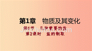 2019年秋九年级科学上册 第1章 物质及其变化 第6节 几种重要的盐 第2课时 盐的制取课件（新版）浙教版