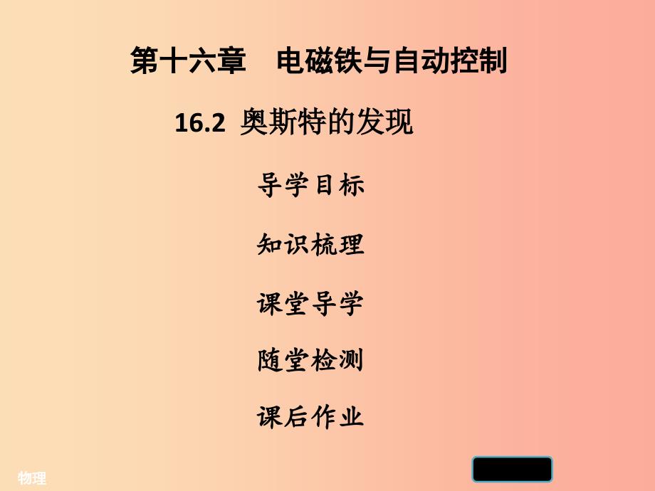 2019年九年级物理下册 16.2奥斯特的发现习题课件（新版）粤教沪版_第1页