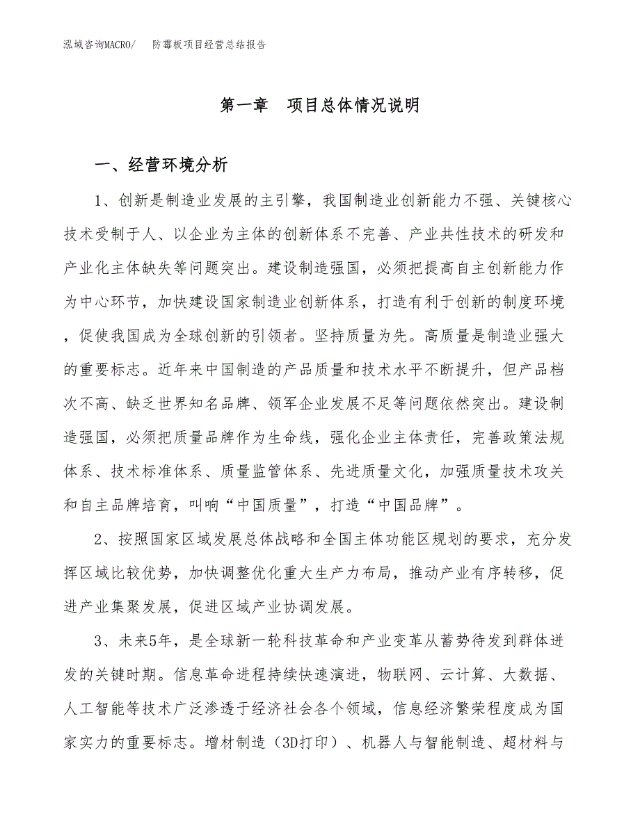 防霉板项目经营总结报告范文模板.docx_第2页