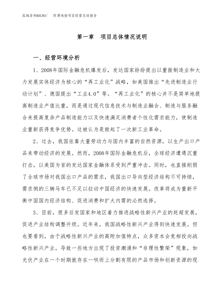 防滑地垫项目经营总结报告范文模板.docx_第2页