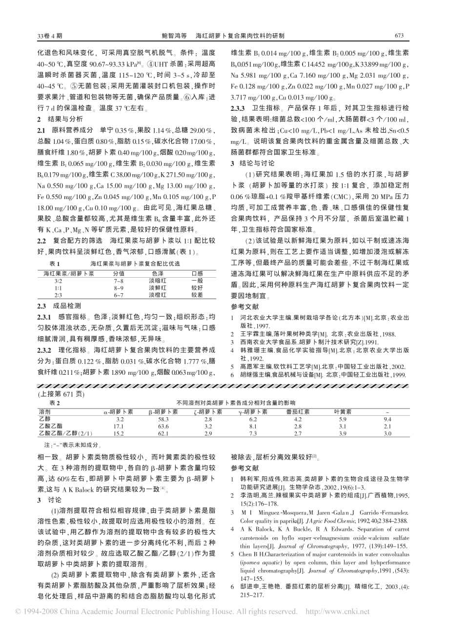 海红胡萝卜复合果肉饮料的研制_第2页