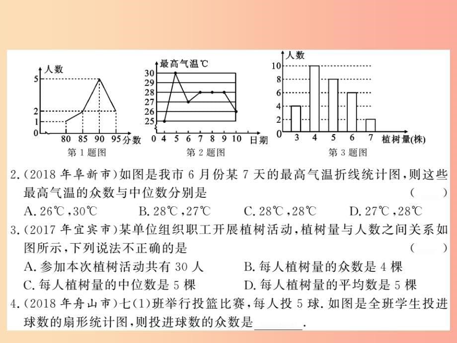 2019秋八年级数学上册第六章数据的分析6.3从统计图分析数据的集中趋势习题课件（新版）北师大版_第5页