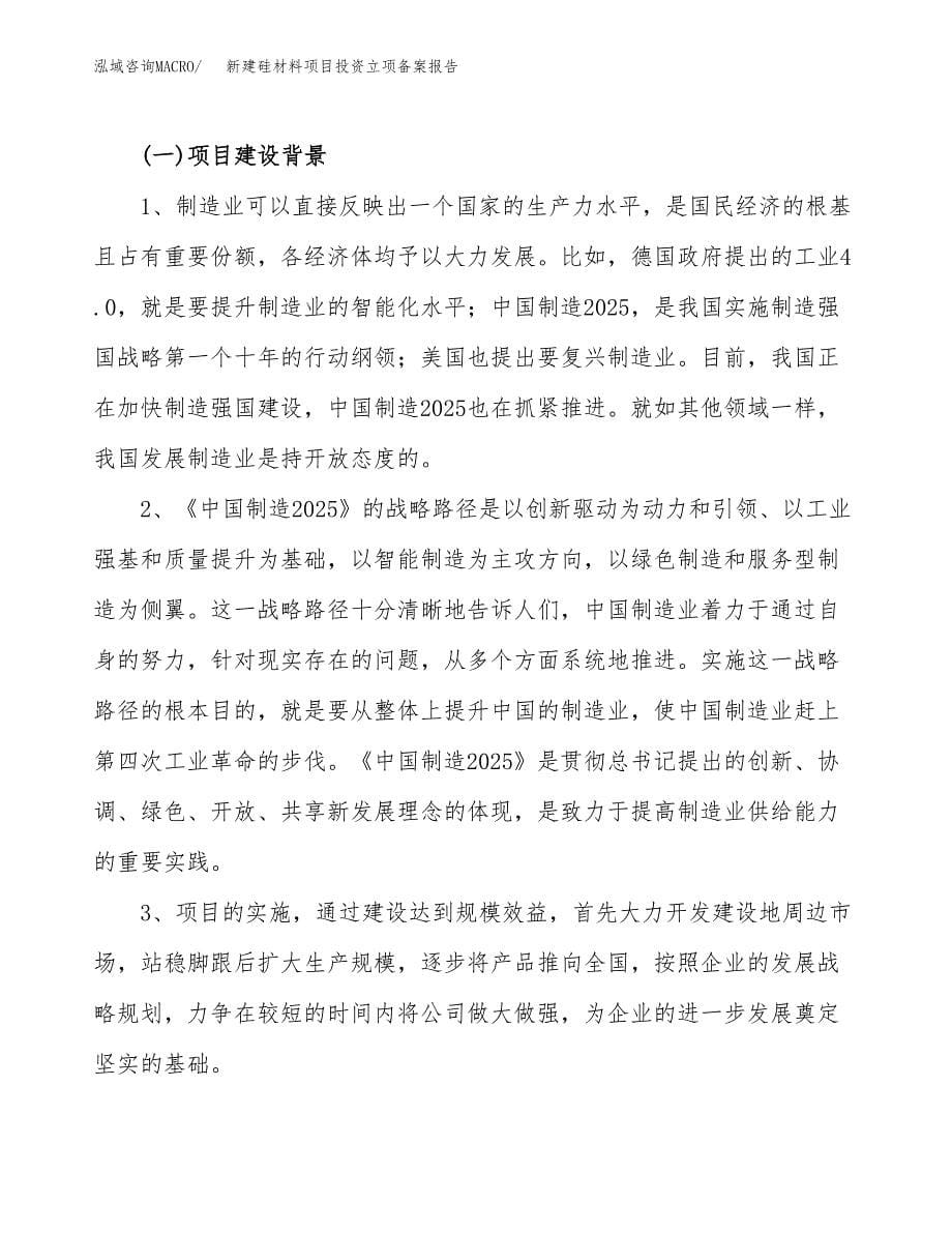 新建硅材料项目投资立项备案报告(项目立项).docx_第5页