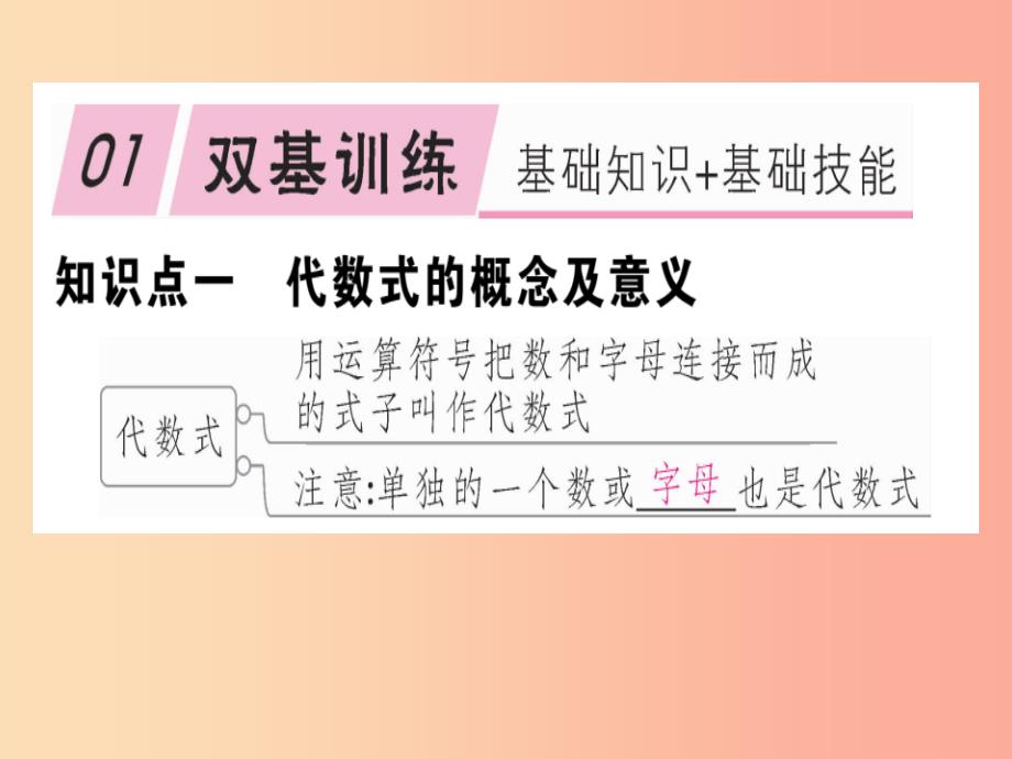 2019年秋七年级数学上册第三章整式及其加减3.2代数式第1课时代数式课件（新版）北师大版_第1页