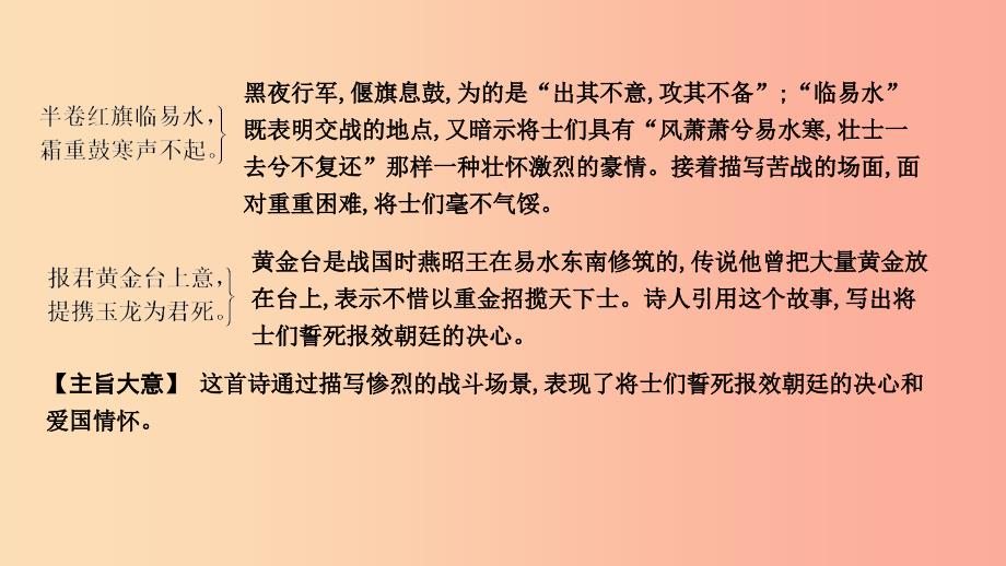 2019年中考语文总复习第一部分教材基础自测八上古诗文诗词五首雁门太守行课件新人教版_第3页