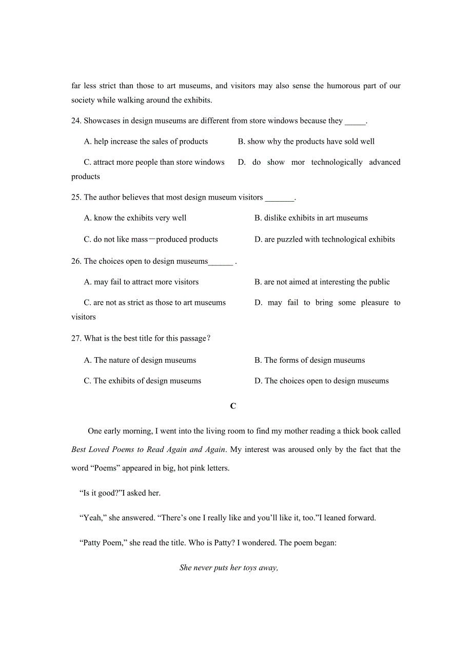 精校word版答案全---2019届江西省南康中学、于都中学高二上学期第三次月考英语试题Word版_第4页