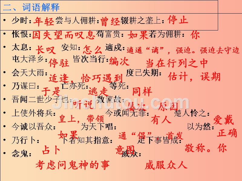 广东省中考语文 陈涉世家复习课件_第3页