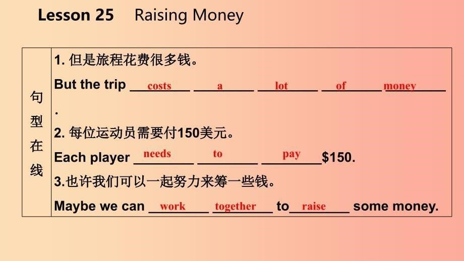 2019年春八年级英语下册 unit 5 buying and selling lesson 25 raising money课件（新版）冀教版_第5页