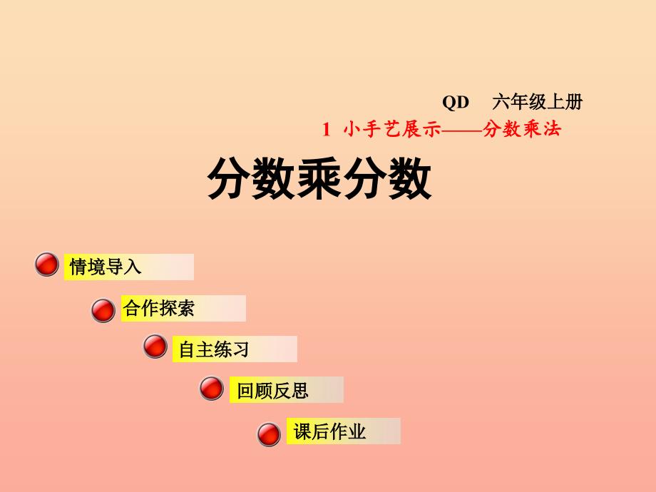 2019秋六年级数学上册 第一单元 信息窗2 分数乘分数课件 青岛版_第1页