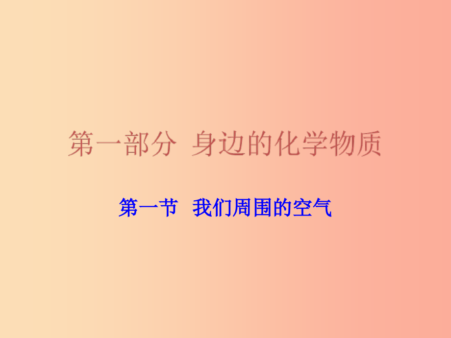 广东省2019年中考化学复习第一部分身边的化学物质第一节我们周围的空气课件_第1页