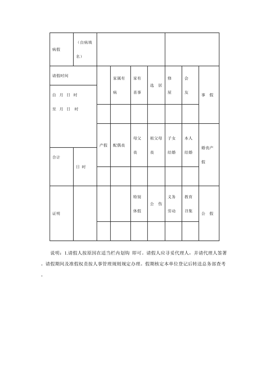 员工请假单模板（规范格式）_第3页