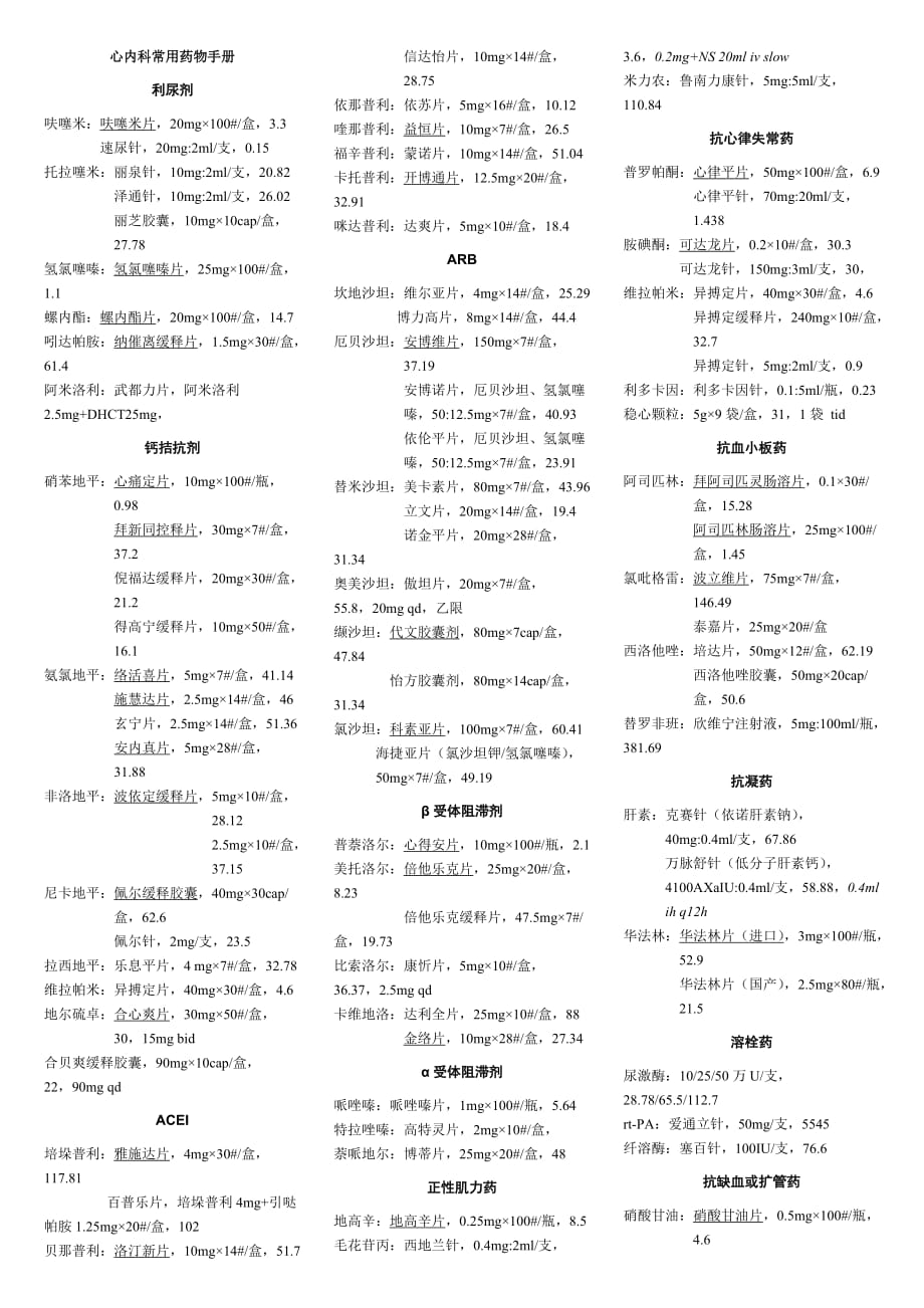 心内科常用药物手册精编_第1页