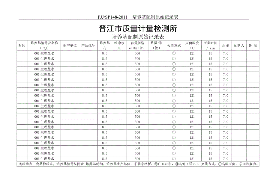 培养基配制原始记录表_第1页