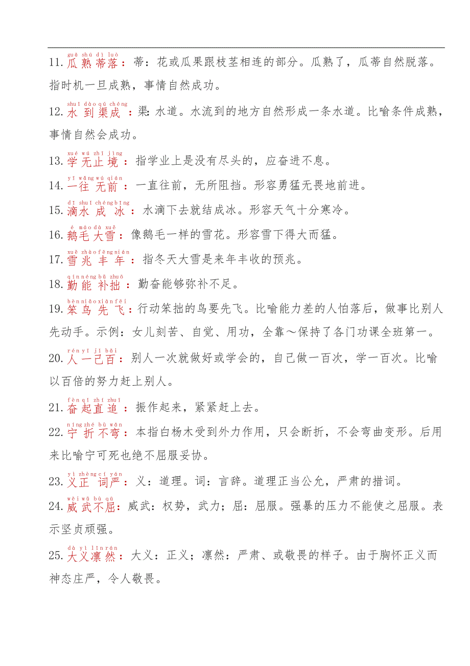 小学1~6年级成语大全(附带解释和拼音)_第4页