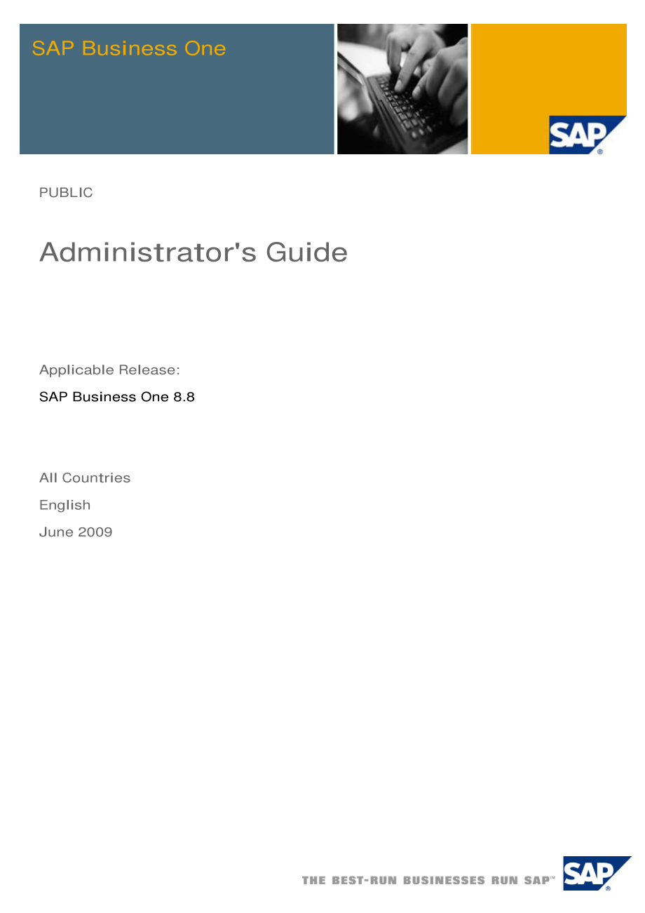 SAP Business one8.8管理员手册_第1页