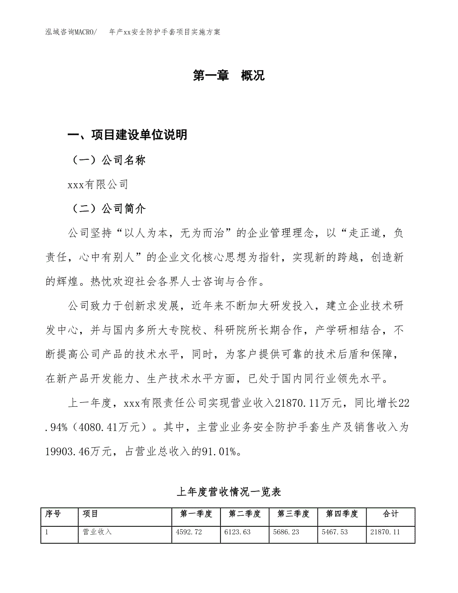 年产xx安全防护手套项目实施方案模板.docx_第1页