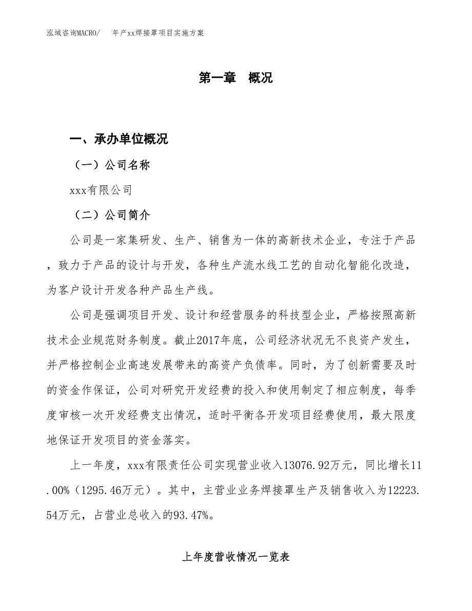 年产xx焊接罩项目实施方案模板.docx_第1页