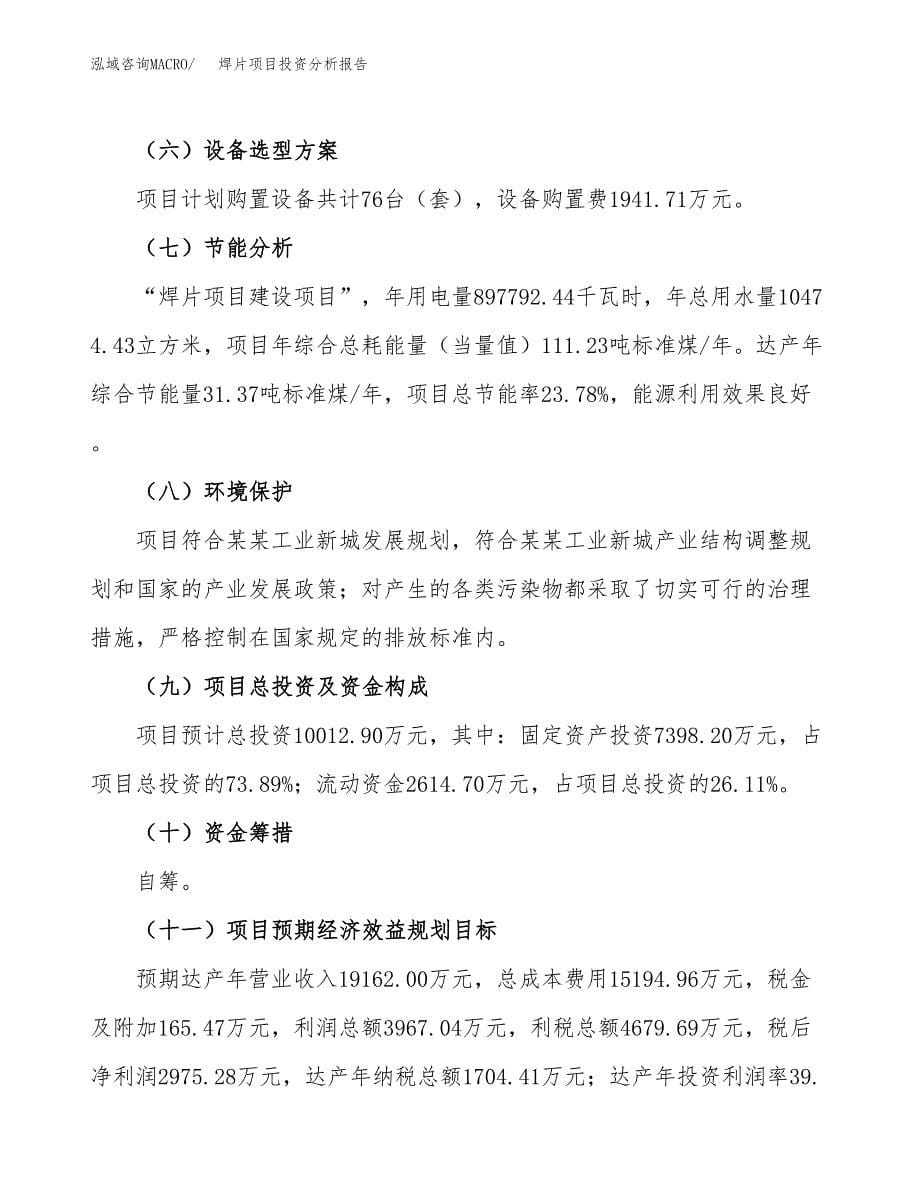 焊片项目投资分析报告（总投资10000万元）（37亩）_第5页