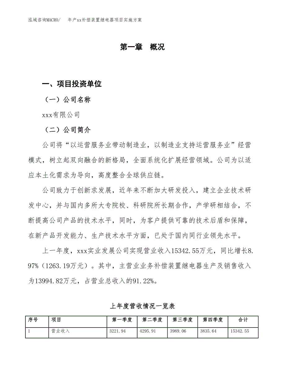 年产xx补偿装置继电器项目实施方案模板.docx_第1页