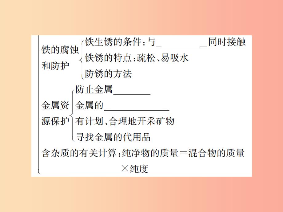 河南省2019年秋九年级化学下册第八单元金属和金属材料单元复习八习题课件 新人教版_第4页