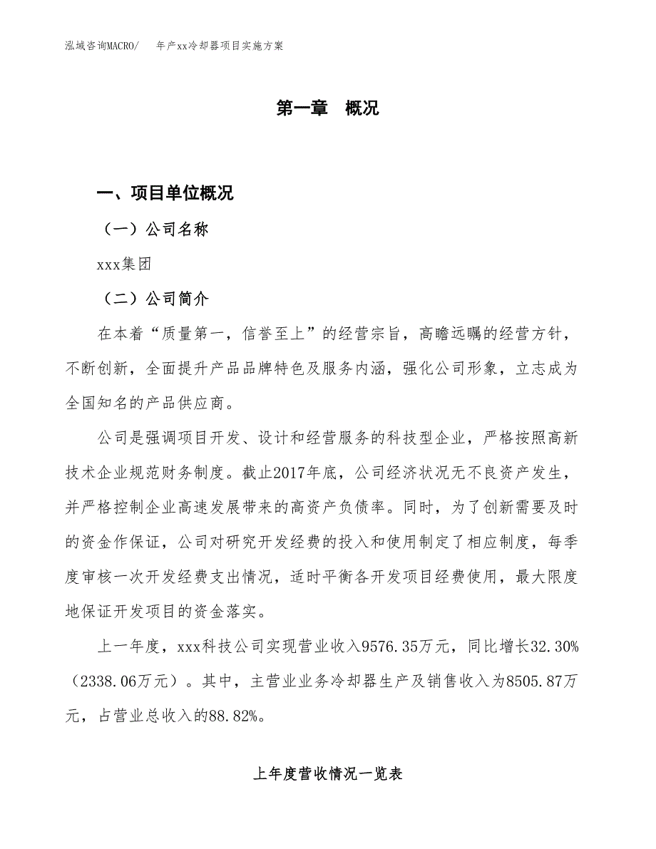 年产xx冷却器项目实施方案模板.docx_第1页