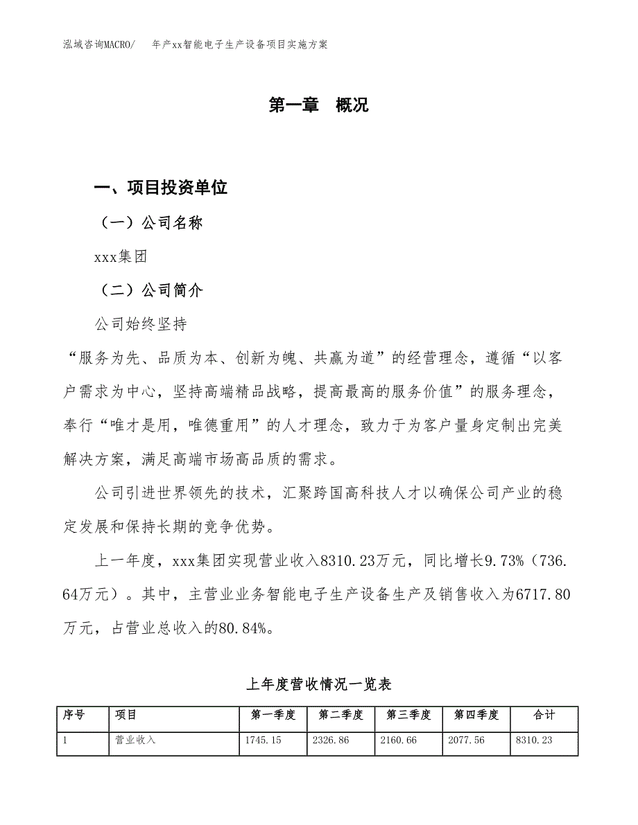 年产xx智能电子生产设备项目实施方案模板.docx_第1页