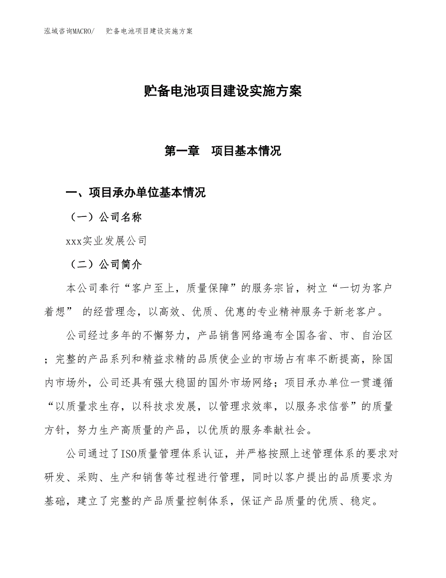 贮备电池项目建设实施方案.docx_第1页