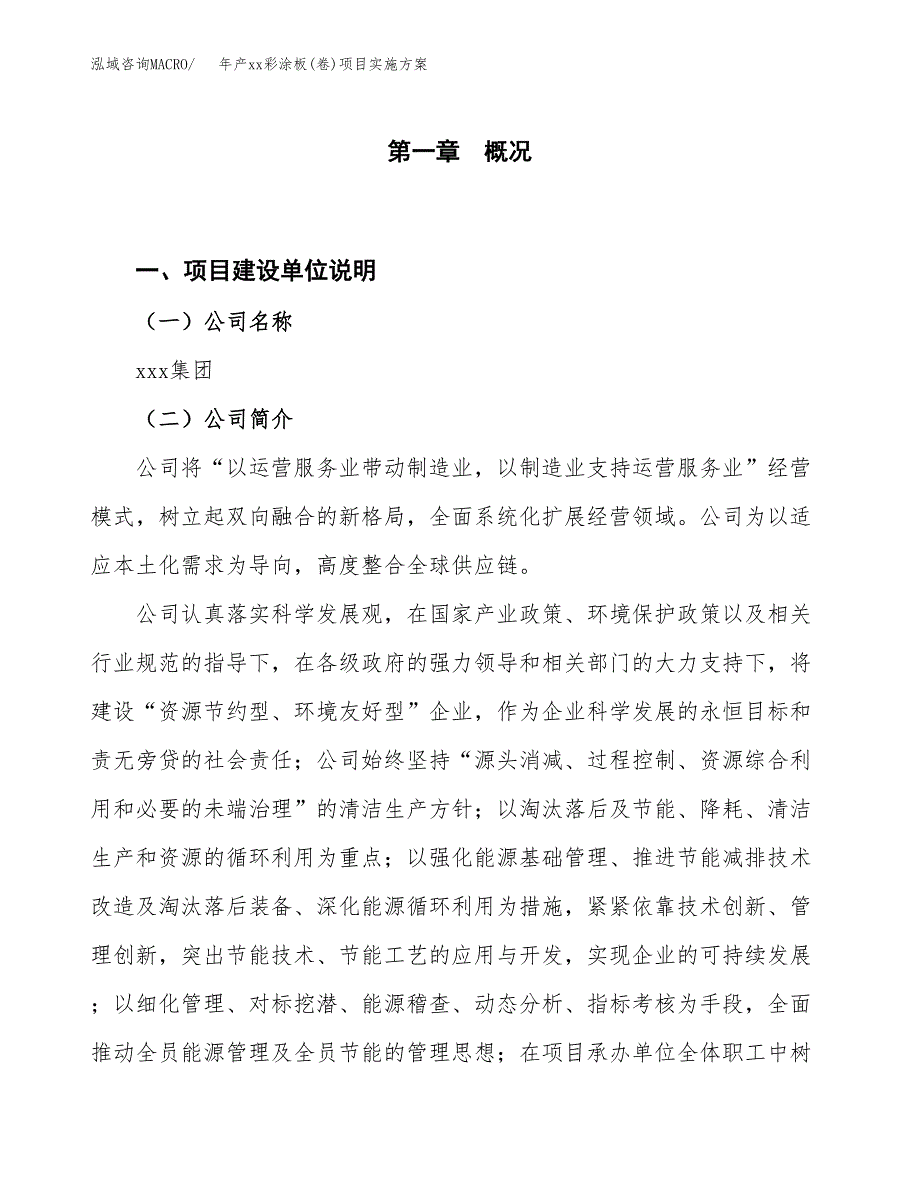 年产xx彩涂板(卷)项目实施方案模板.docx_第1页