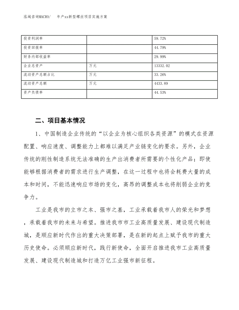 年产xx新型螺丝项目实施方案模板.docx_第3页