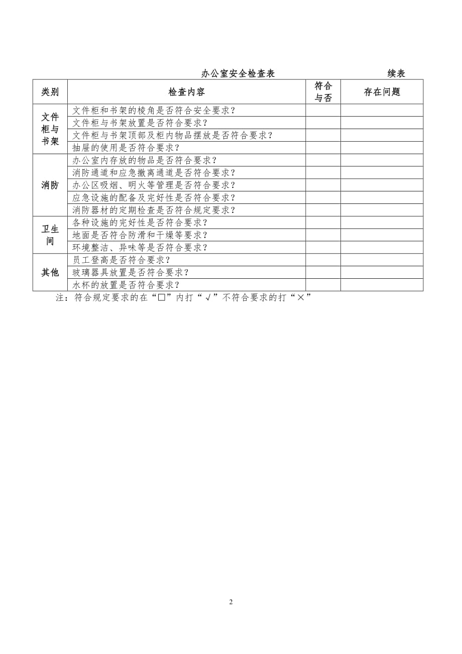 办公室安全检查表资料_第2页