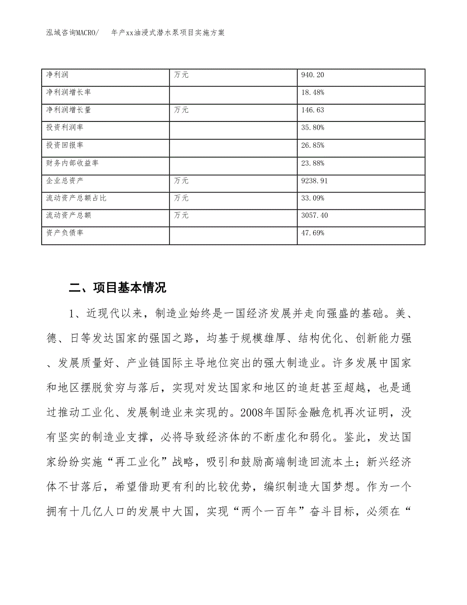 年产xx油浸式潜水泵项目实施方案模板.docx_第3页