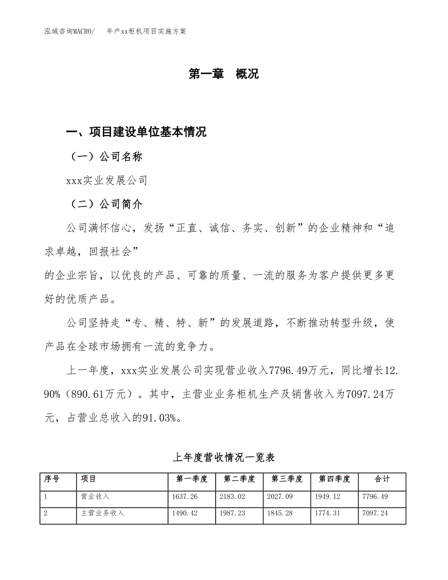 年产xx柜机项目实施方案模板.docx_第1页